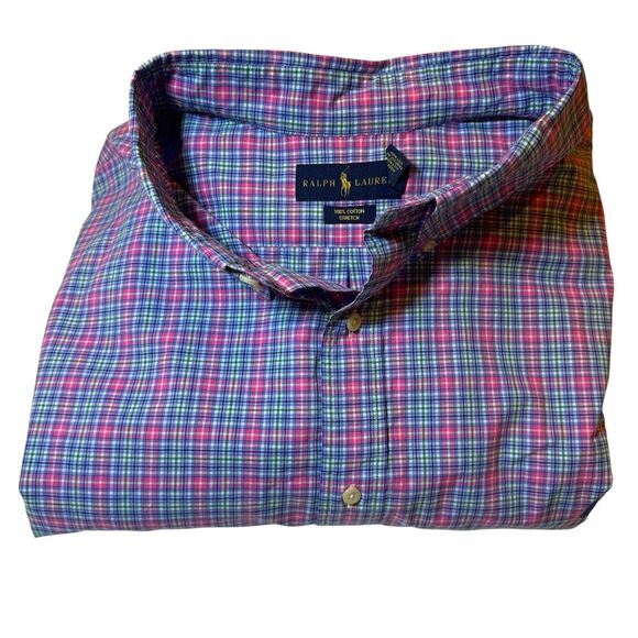 Men's Ralph Lauren 4XLT Tall Button Down Dress Shirt Multicolor Check Plaid - Picture 1 of 14